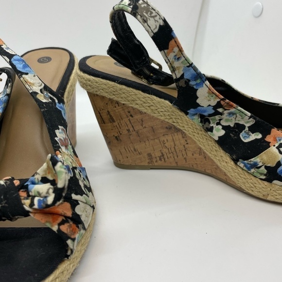 Savana Floral Cork Wedge Strappy Sandal Size 7 - Picture 9 of 11